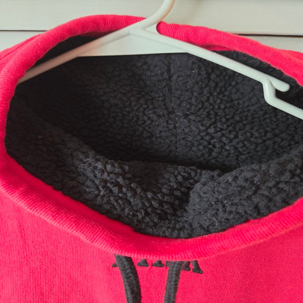 Pink Victoria's Secret Red and Black sherpa pullover cowel drawstring - Picture 4 of 9